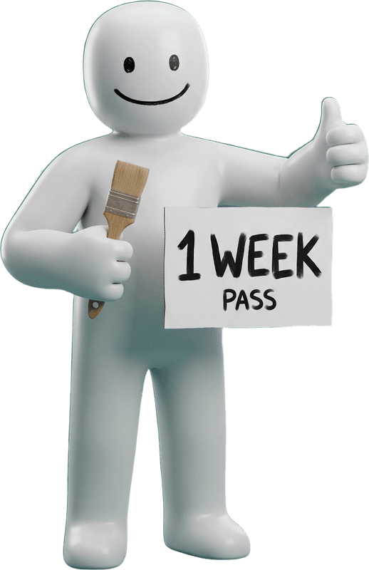 1-Week Pass — Mecha holding a 1 Week sign